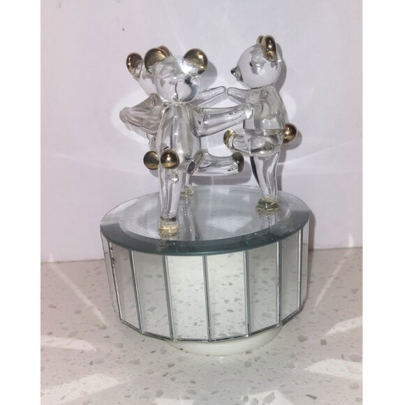 3 Dancing Bears Music Box Carousel. Crystal Mirrored Glass. - Picture 4 of 9